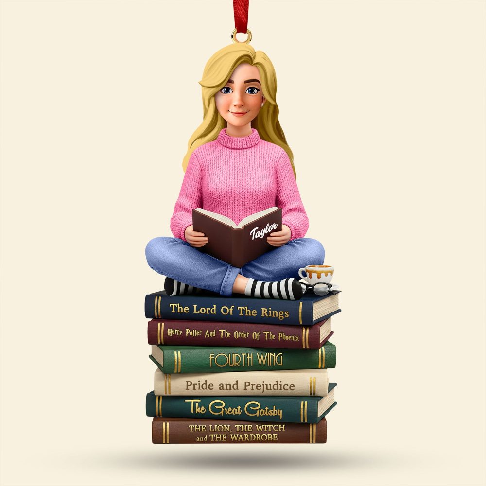 “For The Love Of Books” - Personalized Book Lover Christmas Ornament - Custom Gift For Readers And Bibliophiles - Image 3