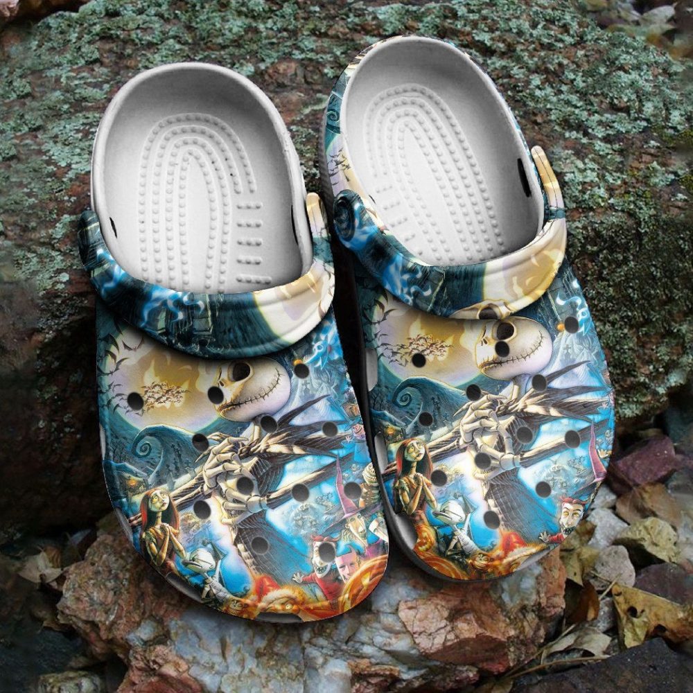 The Nightmare Before Christmas Movies Crocs Unisex Skull Print Clogs – Comfort & Style For Any Occasion