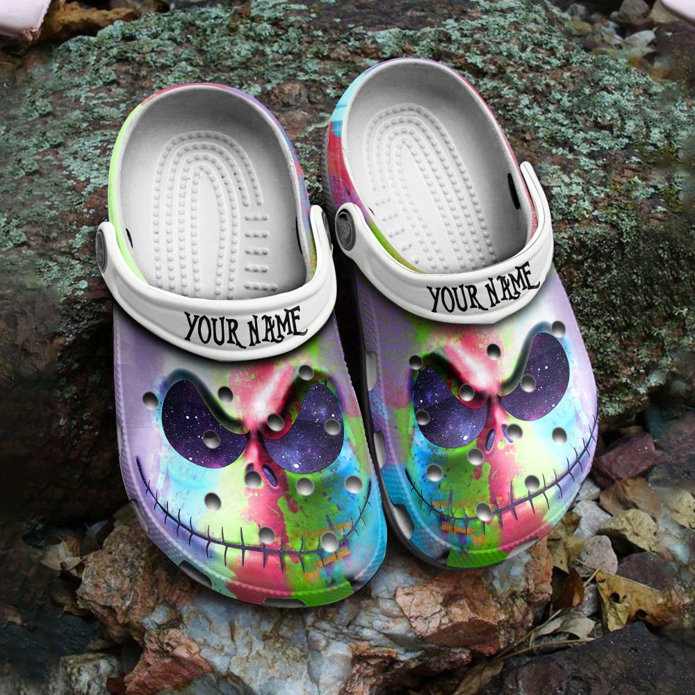 The Nightmare Before Christmas Movies Crocs Customizable Skull Face Clogs – Vibrant Colors & Comfortable Fit For Unique Style