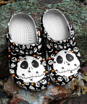 The Nightmare Before Christmas Movies Crocs Spooky Skeleton Print Clogs - Comfortable  Footwear For Men & Women