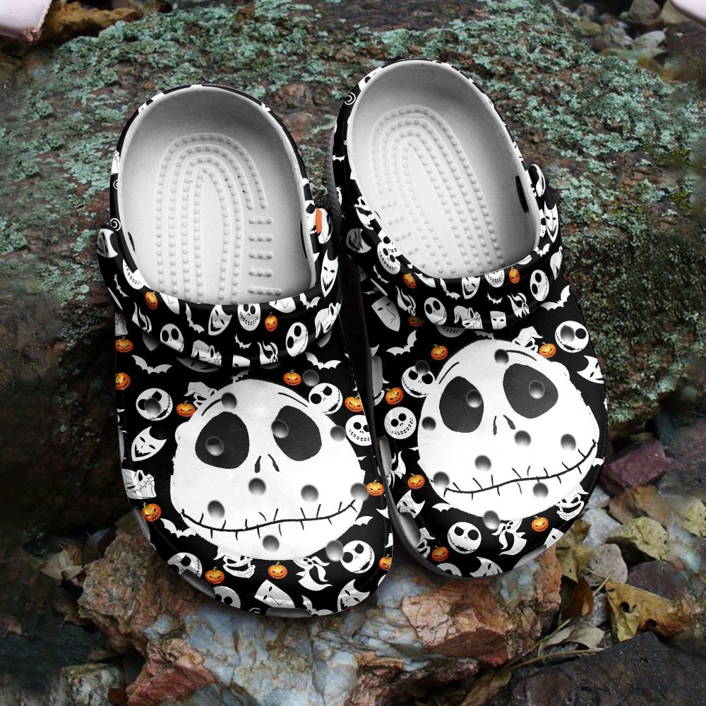 The Nightmare Before Christmas Movies Crocs Spooky Skeleton Print Clogs - Comfortable Footwear For Men & Women