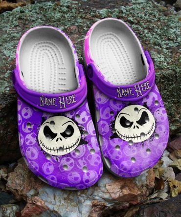 The Nightmare Before Christmas Movies Crocs Customizable Purple Skull Clogs – Comfortable, Stylish Footwear For  & Everyday Fun