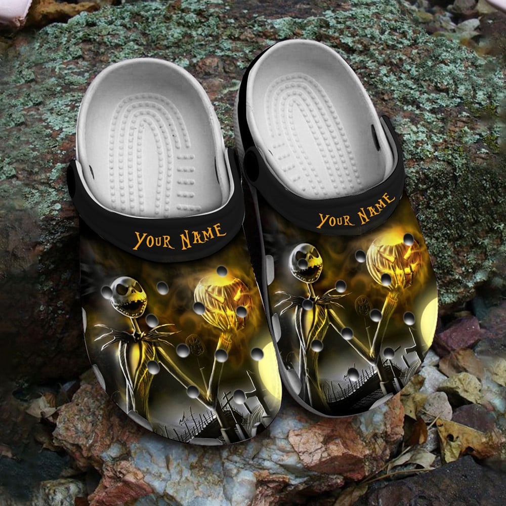 The Nightmare Before Christmas Movies Crocs Custom Skeleton Clogs - Personalized Glow-In-The-Dark Shoes For Spooky Style