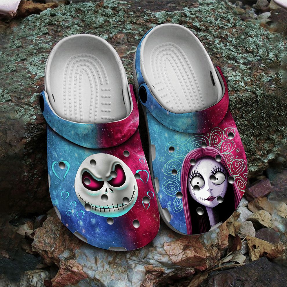 The Nightmare Before Christmas Movies Crocs Spooky Skull & Doll Print Clogs - Comfortable Slip-On Shoes