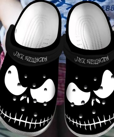 The Nightmare Before Christmas Movies Crocs Jack Skellington Inspired Black Clogs – Comfortable & Stylish  Footwear For Fans