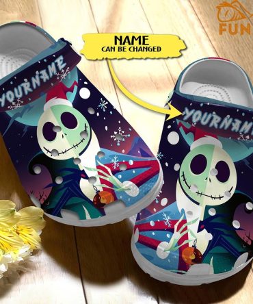 The Nightmare Before Christmas Movies Crocs Customizable  Skeleton Clogs – Personalized Name Slip-Ons For Spooky Fun!