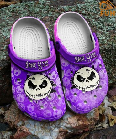 The Nightmare Before Christmas Movies Crocs Customizable Purple Skull Clogs - Unique  Style For Comfort & Fun