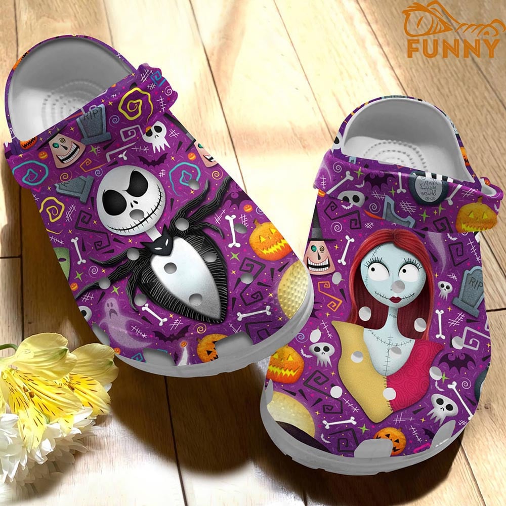 The Nightmare Before Christmas Movies Crocs Spooky Clogs – Vibrant Jack & Sally Design For Kids & Adults