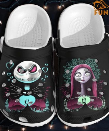 The Nightmare Before Christmas Movies Crocs Spooky Style:  Skeleton & Doll Design Clogs – Perfect For Fans & Festive Fun!