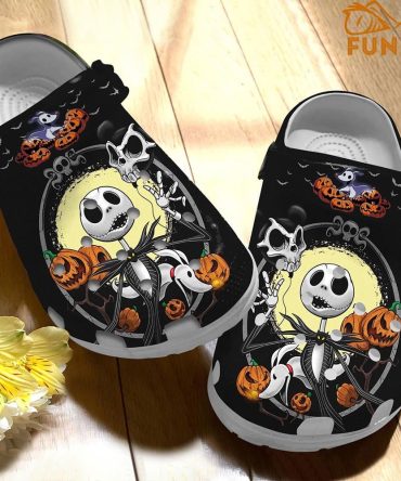 The Nightmare Before Christmas Movies Crocs Spooky  Skeleton Clogs - Fun & Comfy Footwear With Pumpkin Design