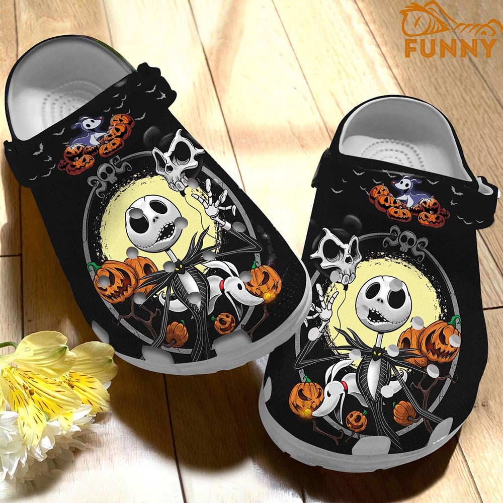 The Nightmare Before Christmas Movies Crocs Spooky Skeleton Clogs - Fun & Comfy Footwear With Pumpkin Design