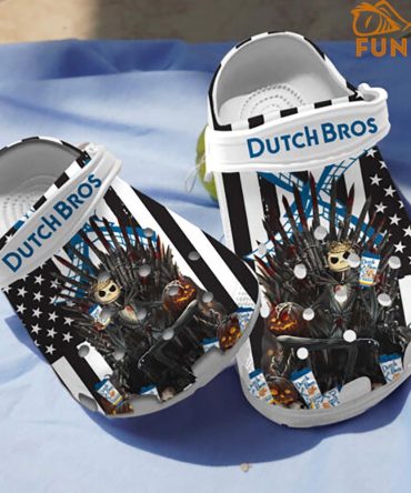 The Nightmare Before Christmas Movies Crocs Dutch Bros Themed Skeleton Throne Clogs - Unique & Comfortable Footwear For Coffee Lovers