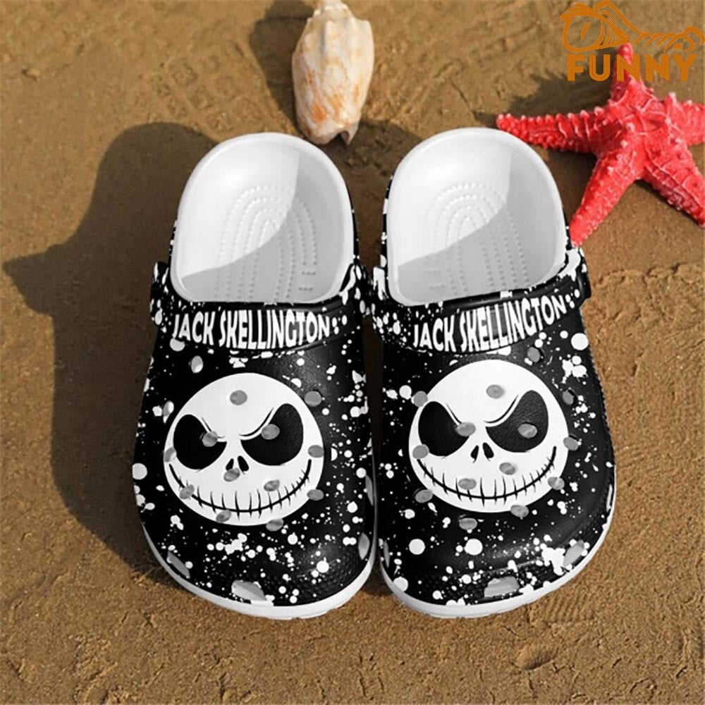 The Nightmare Before Christmas Movies Crocs Jack Skellington Black Splatter Clogs – Comfortable Footwear For Fans