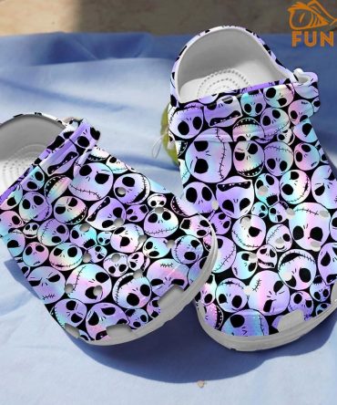 The Nightmare Before Christmas Movies Crocs Spooky Skull Pattern Clogs - Comfortable & Stylish Footwear For  Fun