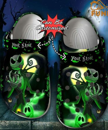 The Nightmare Before Christmas Movies Crocs Customizable -Themed Glow Clogs – Add Your Name, Perfect For Spooky Style!