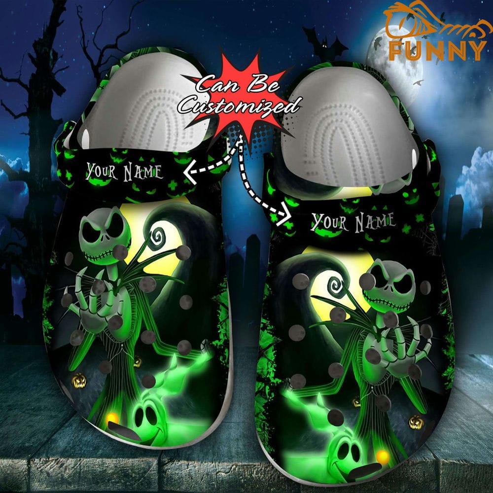 The Nightmare Before Christmas Movies Crocs Customizable -Themed Glow Clogs – Add Your Name, Perfect For Spooky Style!