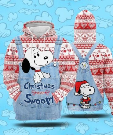 Snoopy Christmas Hoodie Snoopy Hoodie Christmas With Snoopy Santa Snoopy 3D Hoodie Zip Hoodie , Snoopy Hoodie - Trendy All Over Print