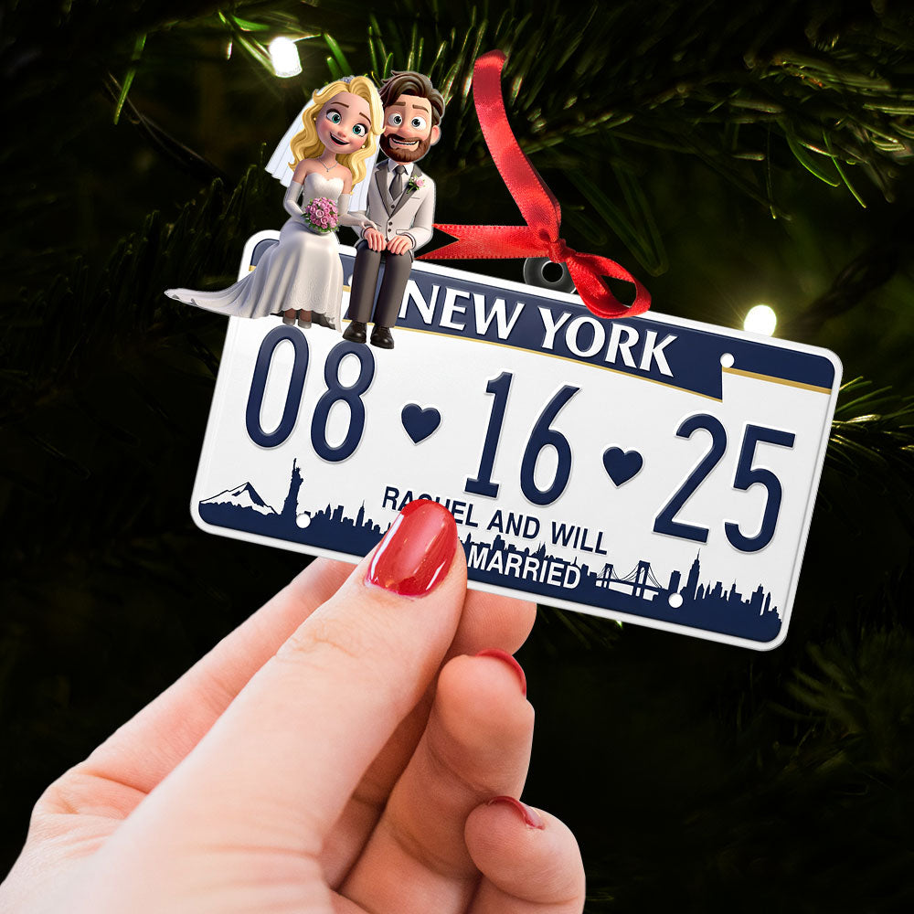 “Celebrate Your Love Story” - Personalized Married Couple License Plate Ornament - Unique Gift For Newlyweds, Couples, Anniversaries - Image 3