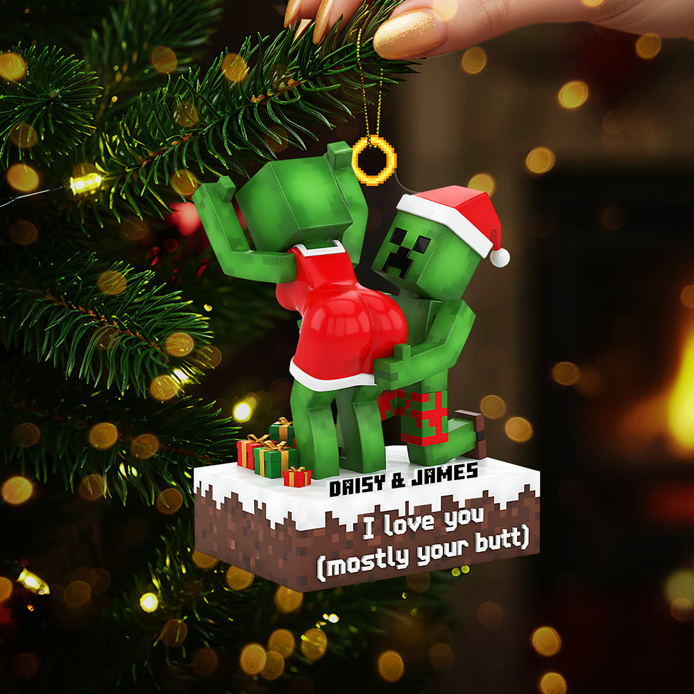 I Love You (Mostly Your Butt) - Personalized Lego Couple Acrylic Ornament