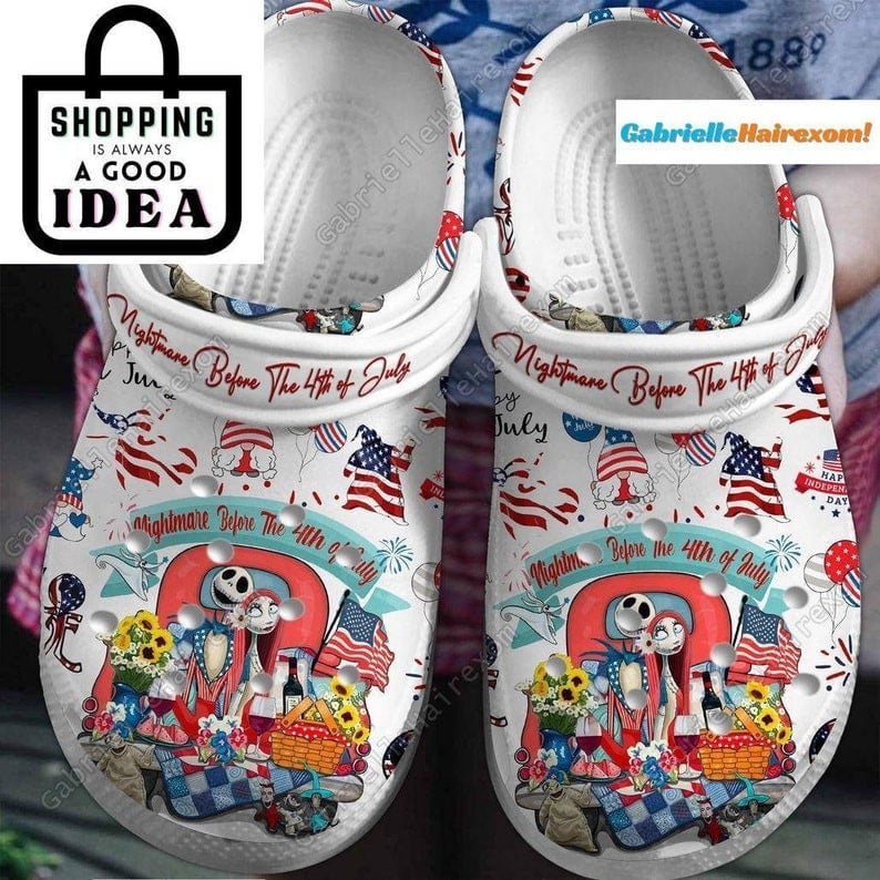 The Nightmare Before Christmas Movies Crocs Festive 4Th Of July Themed Clogs - Comfortable & Stylish Footwear For Summer Celebrations