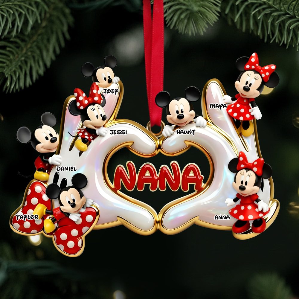 Love Is In The Hands - Personalized Cute Heart Hands Ornament - Perfect Gift For Grandma, Mom, And Loved Ones