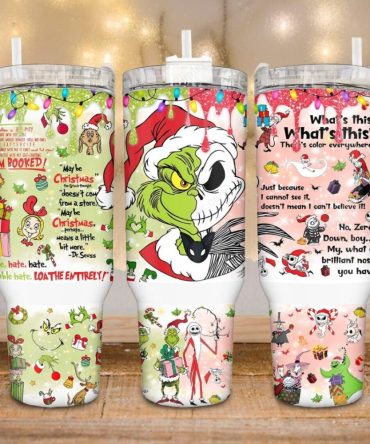 Jack Skellington X The Grinch Christmas Custom Stanley Cup 40 Oz Tumbler With Handle