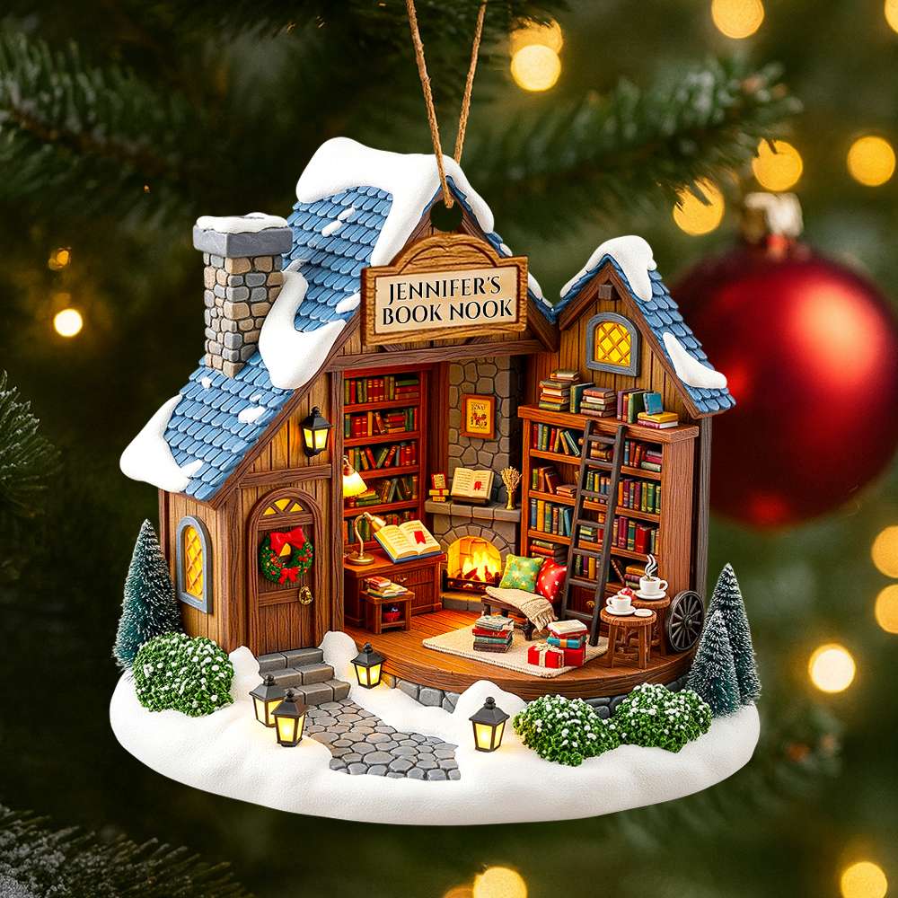 A Cozy Retreat For Every Book Lover - Personalized Book Nook Christmas Ornament - Custom Gift For Readers, Friends, Family