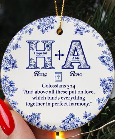 Toile De Jouy Faith & Love Christmas Ornament Personalized Gifts For Couple 03Hydt021025