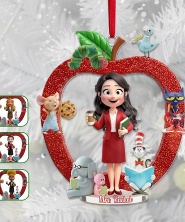 Teacher Apple Ornament - Personalized Gifts For Teacher Christmas Ornament 03Namg061025
