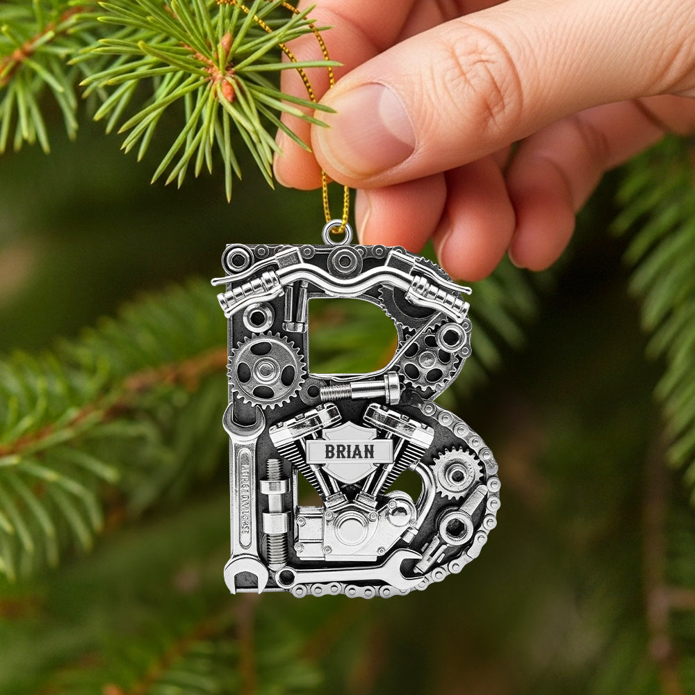 Motorcycle Engine Initial Letter Acrylic Ornament, Personalized Christmas Gifts For Bikers 03Qhtn040925 - Image 2