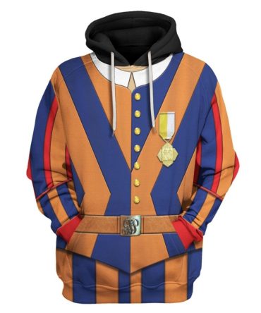Historical Hoodie Swiss Guard Uniform Costume 3D Blue Orange Hoodie Apparel Adult