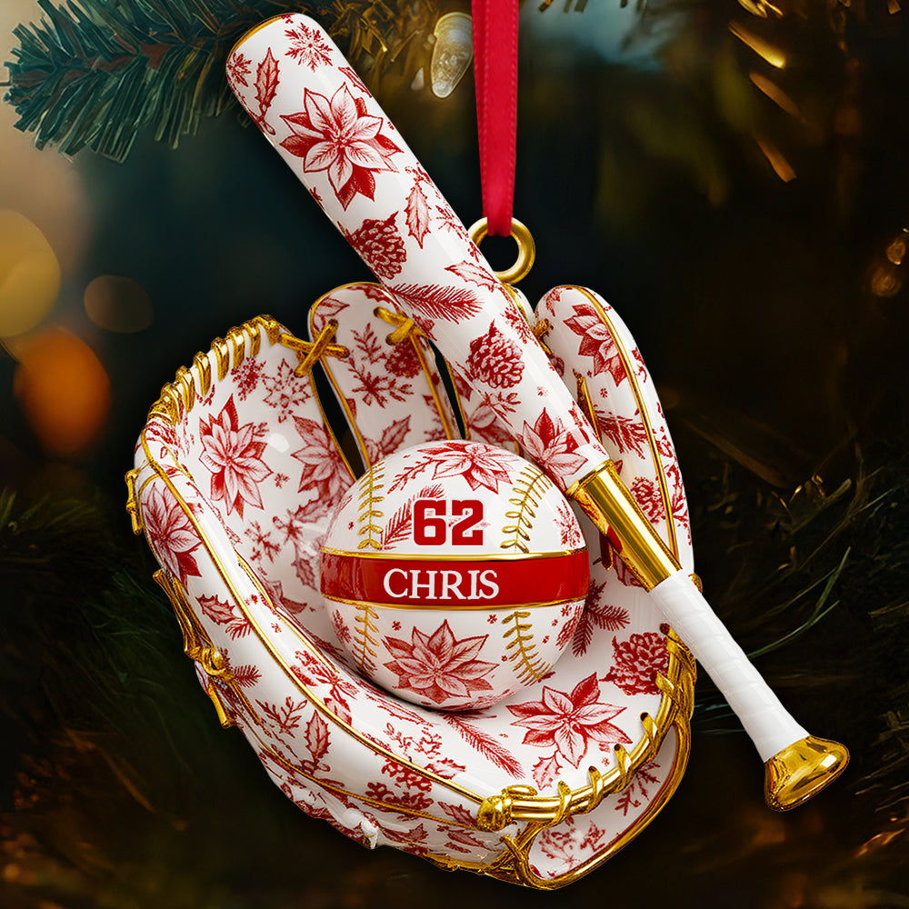 Baseball Toile De Jouy Christmas Ornament Personalized Gifts For Baseball Lovers 04Pgdt021025