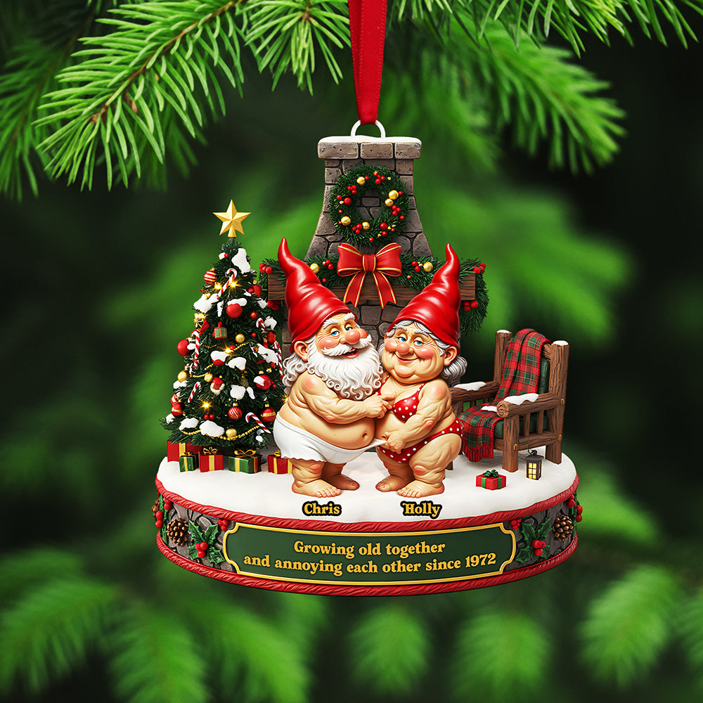 Personalized Gifts For Christmas, Gnome Couple Acrylic Ornament 04Nata300925 - Image 2