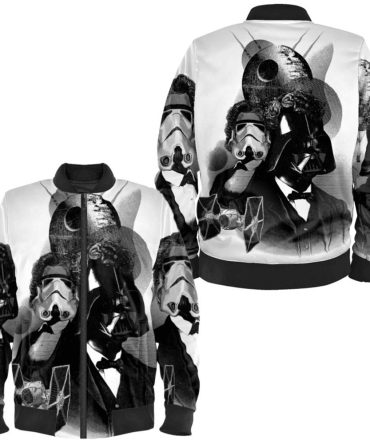 Star Wars Bomber Jacket Darth Vader Stormtrooper Death Star Graphic Bomber Black White Unisex Jacket Jacket