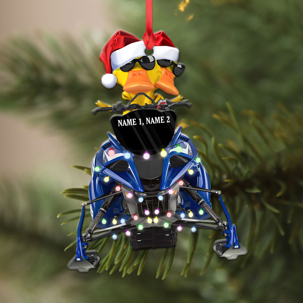 Personalized Gifts For Snowmobile Rider Ornament, Christmas Duck Riding Snowmobile 03Qhqn0410 - Image 2