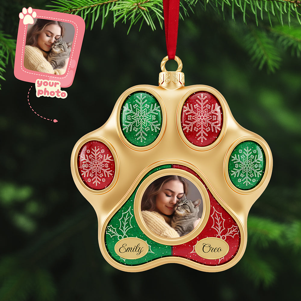 Personalized Gifts For Cat Lovers, Cat Paw Shape Acrylic Christmas Ornament 03Kita141025