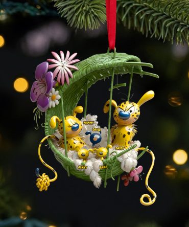 Cozy Spotted Yellow Monkey Family Hanging Nest Ornament, Personalized Gifts For Family 01Qhtn061025