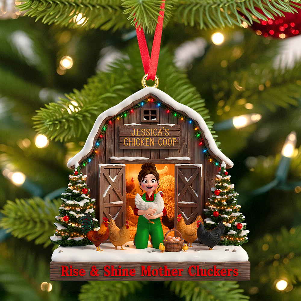 Personalized Gifts For Farmers Christmas Chicken Coop Ornament 01Natn180925 - Image 2