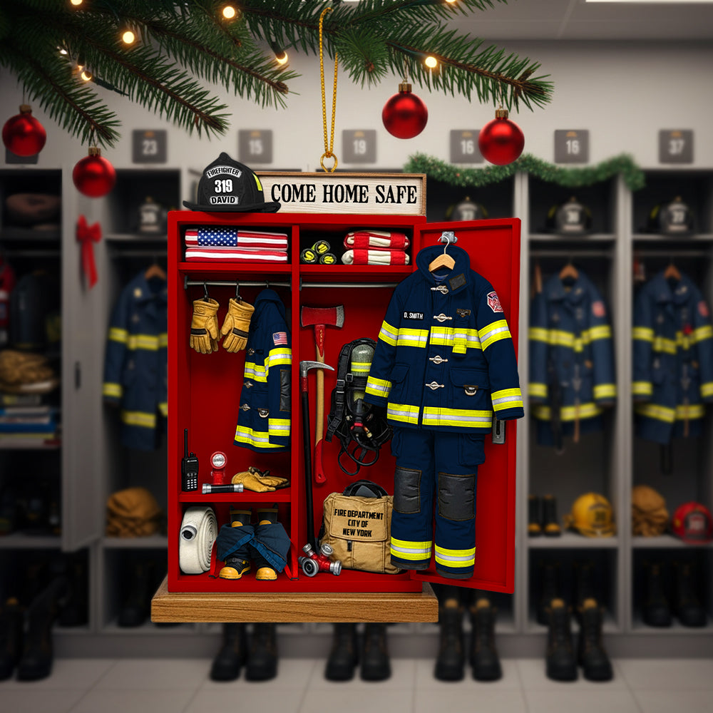 Firefighter Locker Acrylic Ornament, Personalized Christmas Gifts For Firefighter 06Qhtn040625 - Image 2