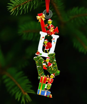 Green Alphabet Letter Ornament - Personalized Christmas Gifts 02Ohdt231025