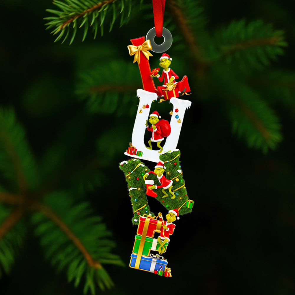 Green Alphabet Letter Ornament - Personalized Christmas Gifts 02Ohdt231025