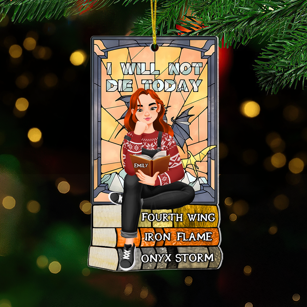 Personalized Gift For Book Lovers 04Hupu170924Pa A Girl Sitting On Stack Of Books Reading Ornament - Image 2