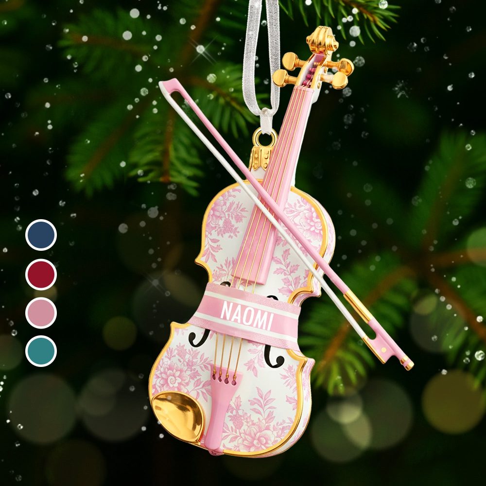 Violin Toile De Jouy Ornament - Personalized Gifts For Violin Lover Christmas Ornament 02Pgmg131025