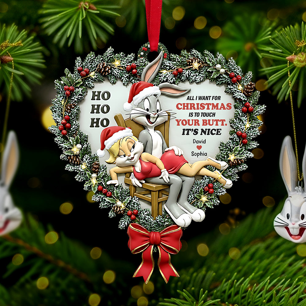 Mischievous Rabbit Couple Christmas Ornament, Personalized Gifts For Couple 02Qhta160925