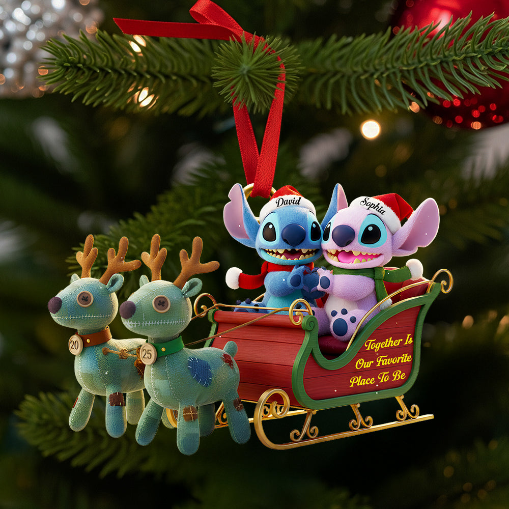 Couple Christmas Sleigh Christmas Ornament Personalized Gifts For Couple 03Tgdt240925 - Image 2