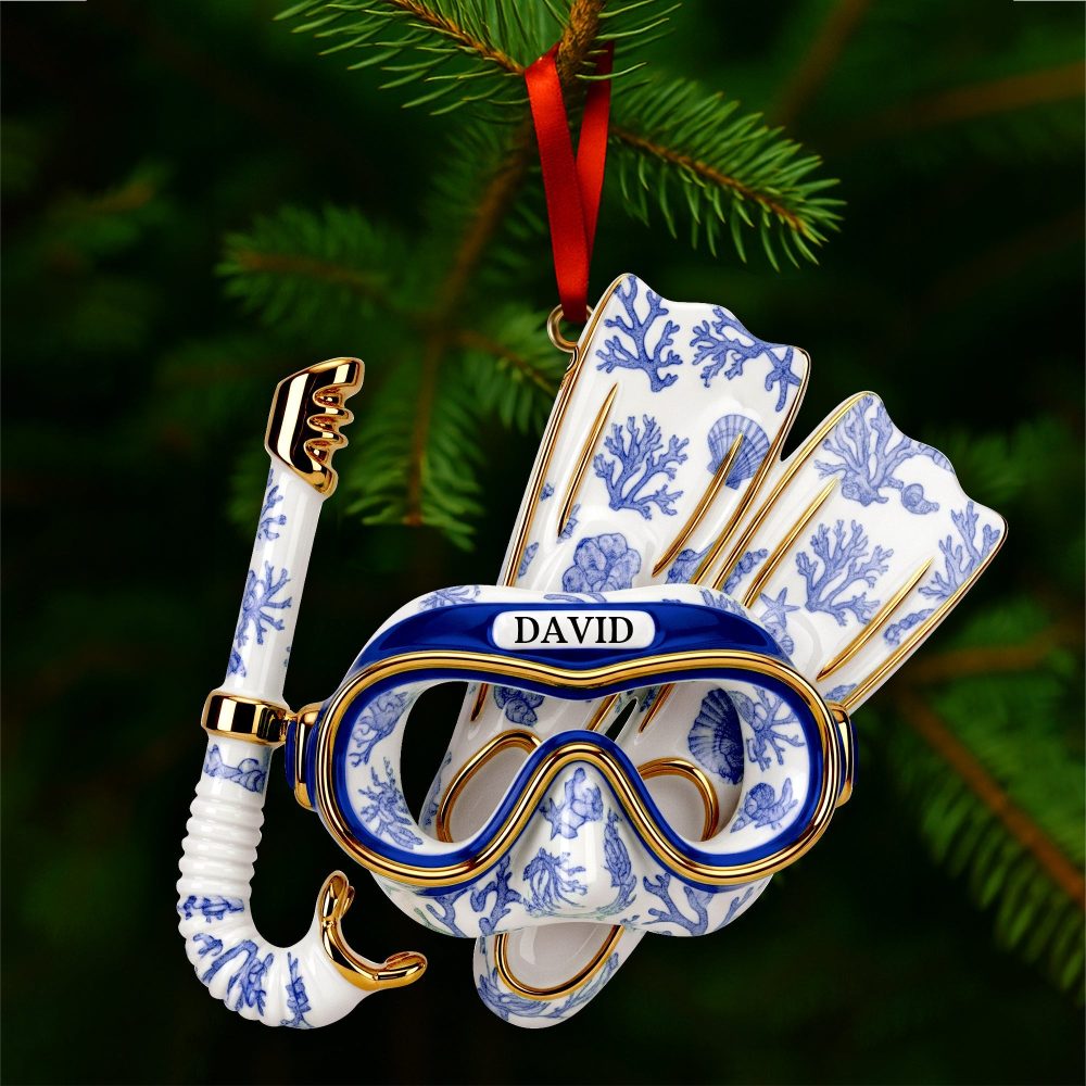 Deep Sea Diver'S Toile Christmas Ornament - Personalized Gifts For Scuba Diving Lovers 03Pglu201025 - Image 2