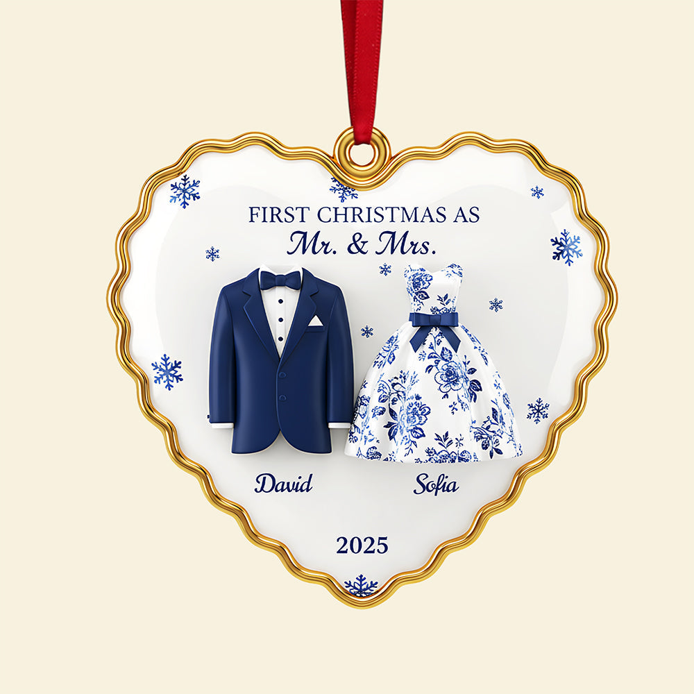 First Christmas As Mr. & Mrs. - Personalized Christmas Ornament For Newlyweds - Image 5