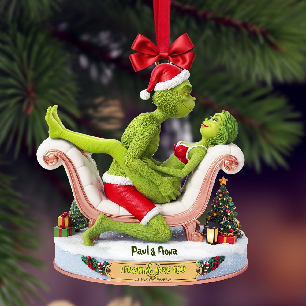 Naughty Green Couple Ornament - Personalized Gift For Couples