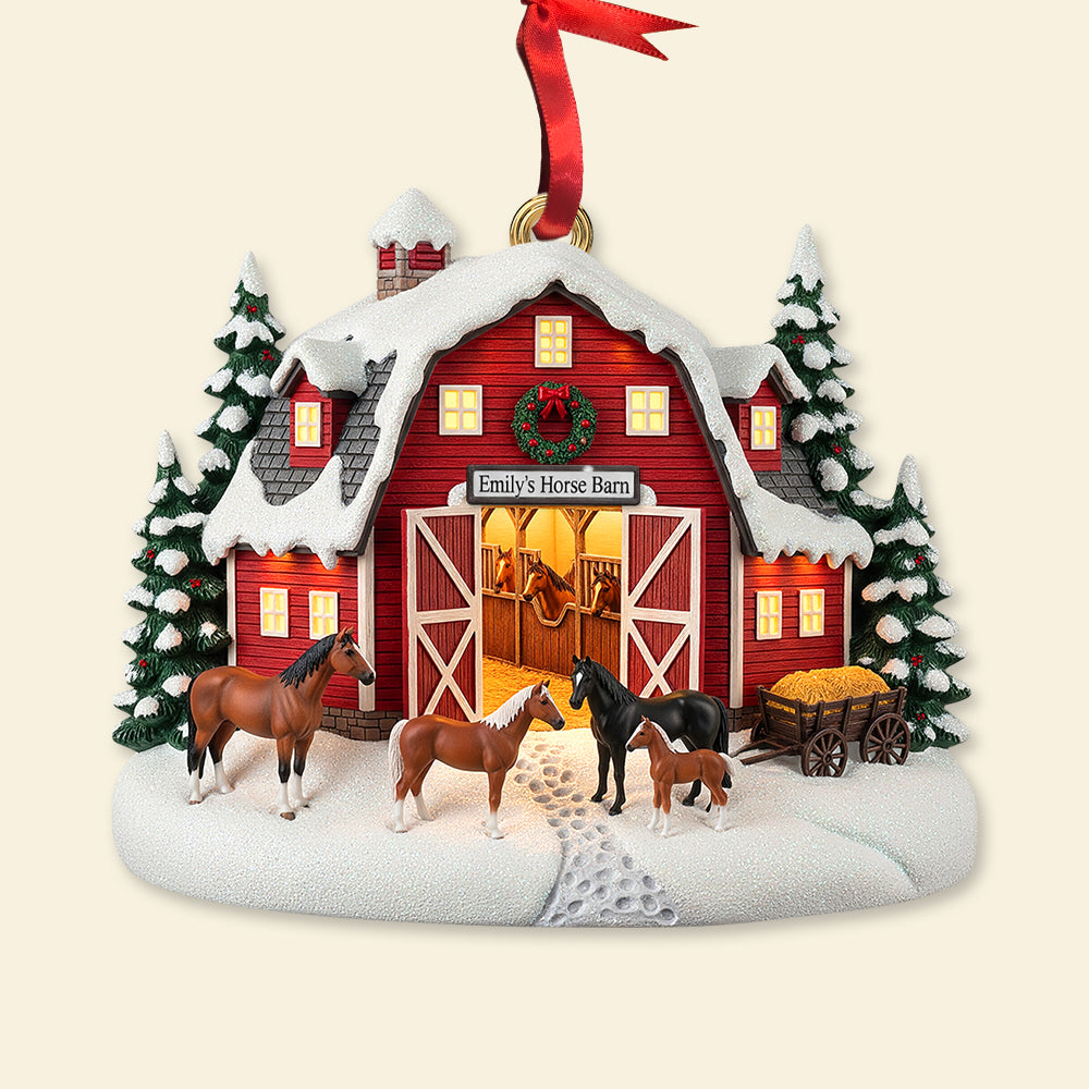 Home Sweet Barn - Personalized Farm Style Christmas Ornament For Horse Lovers - Image 4