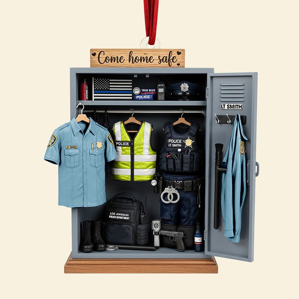“Come Home Safe” - Personalized Police Locker Acrylic Ornament - Custom Gift For Officers - Image 4